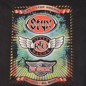 Styx REO Speedwagon 38 Special Can't Stop Rockin Tour 2009 T-Shirt Black Men's L